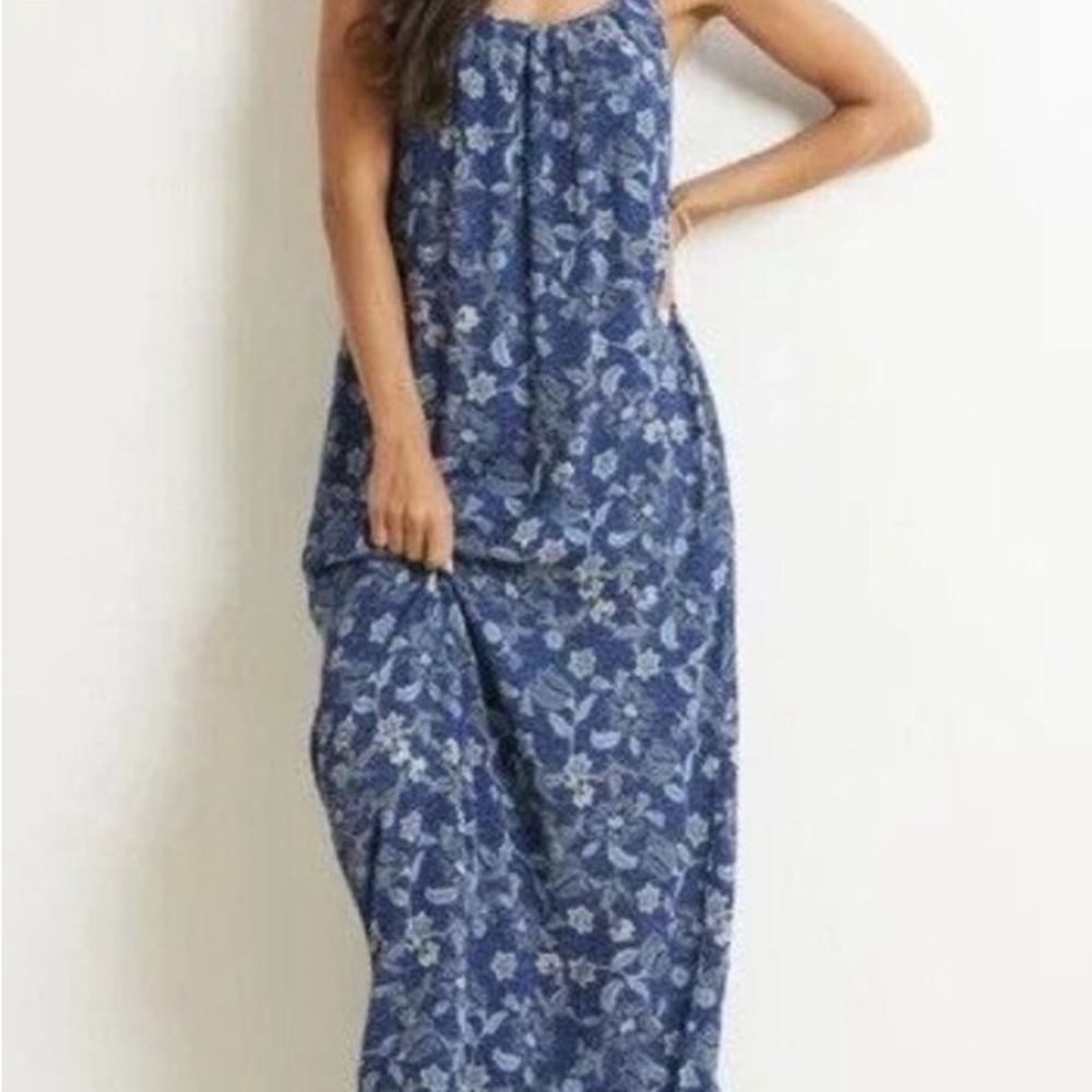Evereve Willa Blue Floral Maxi Dress